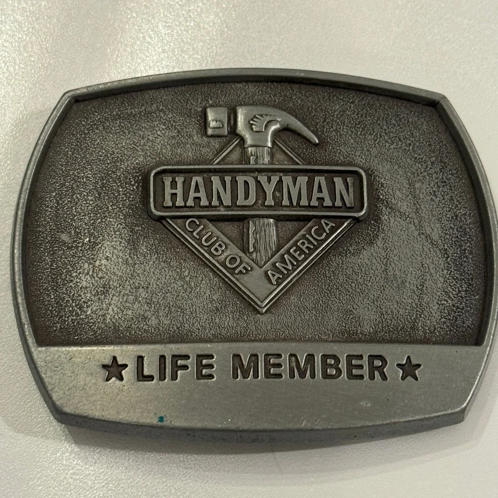 Handyman Club of America Life Member Belt Buckle Vintage 1996 Pewter Finish‎